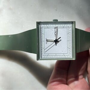 Green Square Face Swatch Watch